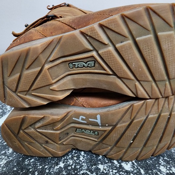 Teva De La Vina Tall Boots Brown Leather Waterproof Women SZ 8 Comfort Straps - Picture 8 of 11